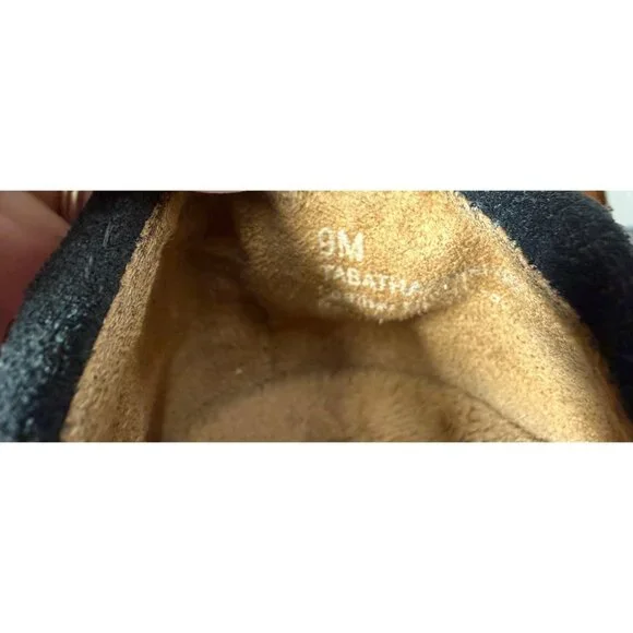 Vtg Y2K Eddie Bauer Women’s 9 Black Suede Wedge Heel Moccasins Loafers - Picture 7 of 7